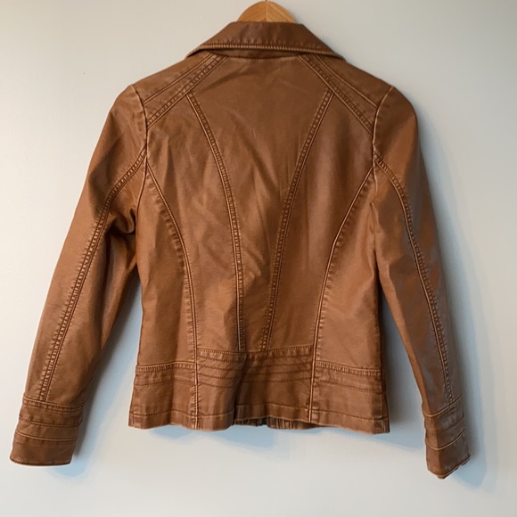 Cleo Tan Faux Leather Jacket Sz XSP - Picture 2 of 8